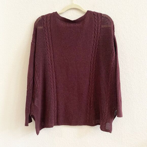 American Eagle Womens Size M Burgundy Maroon Long Sleeve Pullover Knit Sweater - Picture 9 of 9